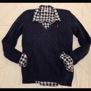 Navy blue Ralph Lauren Sport Cable Knit Sweater
